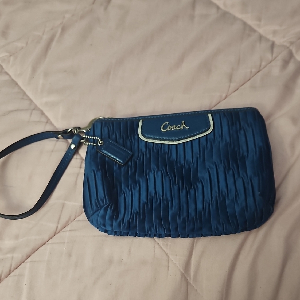 Coach Blue Gathered Wristlet